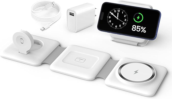 Charging Station, 3 in 1 Foldable Magnetic Wireless Charger Dock
        Charging Station for App... | Amazon (US)