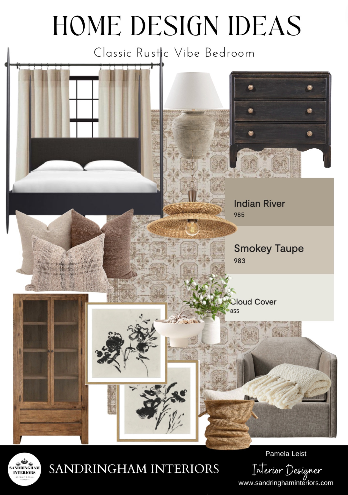 Classic Bedroom with Rustic Vibes | Love the warm neutral tones and textures in this design concept  | Rustic Bedroom | Bed-frame | Black Nightstand | Rustic Natural Wood Display Cabinet | Book Cabinet | Neutral Rug | Accent Chairs | Table Lamps | Bedroom Lighting | Floral Artwork | neutral Throw Pillows | Drapes | Crate & Barrel | Wayfair | Lamps Plus | Birch Lane

Follow my shop @UKDZYNRHOME on the @shop.LTK app to shop this post and get my exclusive app-only content!

#liketkit #LTKHome #LTKStyleTip
@shop.ltk
https://liketk.it/4O5gs