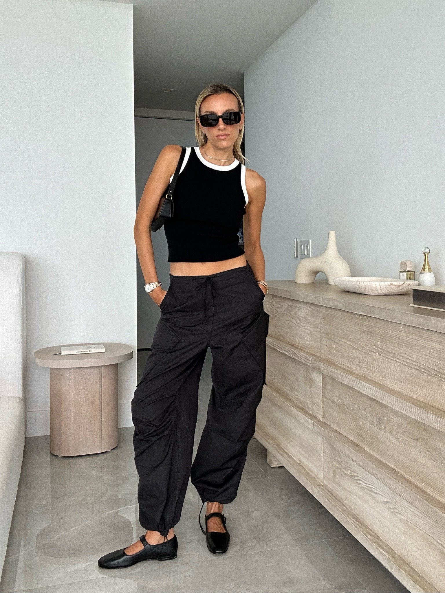 Tank and cargo pant combo. I wore this with a jumper but wanted to show this new contrast trim tank. Wearing XS in both. Love this look with my ballet flats  

Fall outfits, cargo pants, ballerina flats

#LTKstyletip #LTKshoecrush