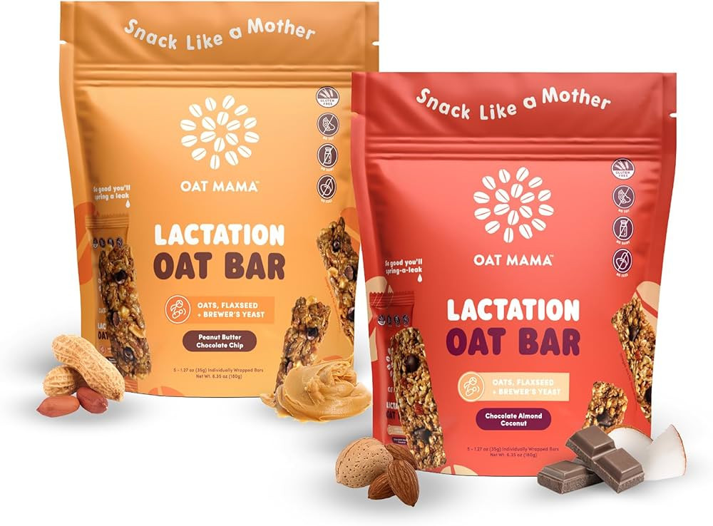 Oat Mama Lactation Bars Variety Pack | Peanut Butter Chocolate Chip & Chocolate Almond Coconut | ... | Amazon (US)