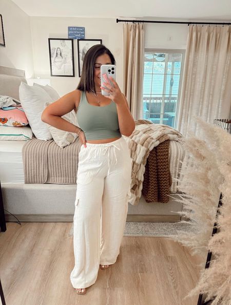 Got a small in the tank and a medium in the pants! summer casual outfit, spring casual outfit, petite friendly spring pants, bigger bust crop top

#LTKStyleTip #LTKSeasonal #LTKFindsUnder50