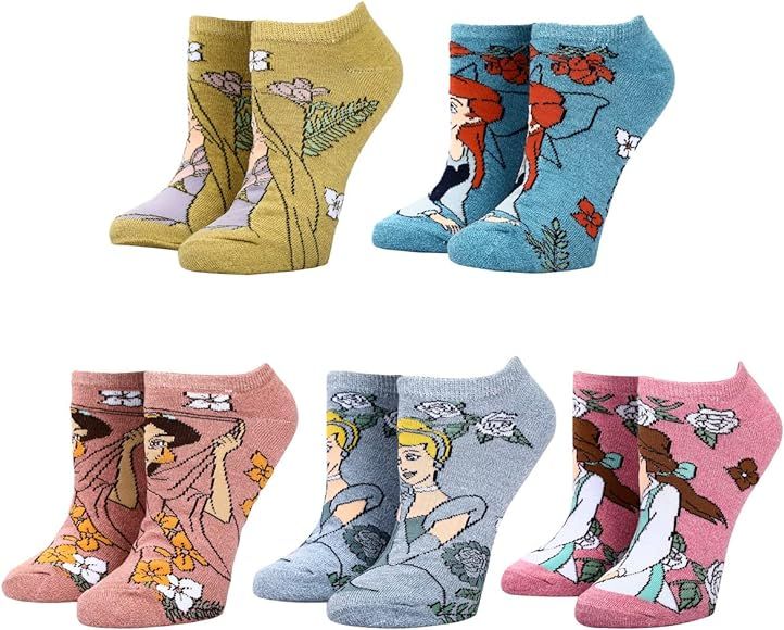 Disney Princess Floral 5-Pair Women's Ankle Socks | Amazon (US)