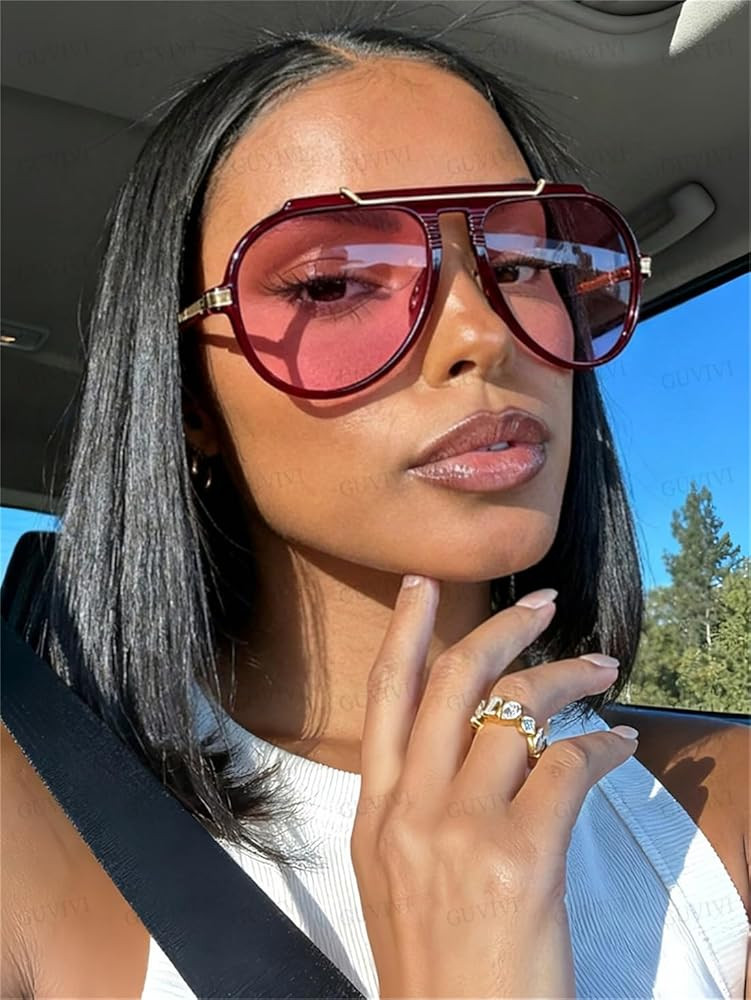 Oversized Aviator Sunglasses for Women Men 2026 70s Retro Gold Metal Sun Glasses Tangle Free Squa... | Amazon (US)