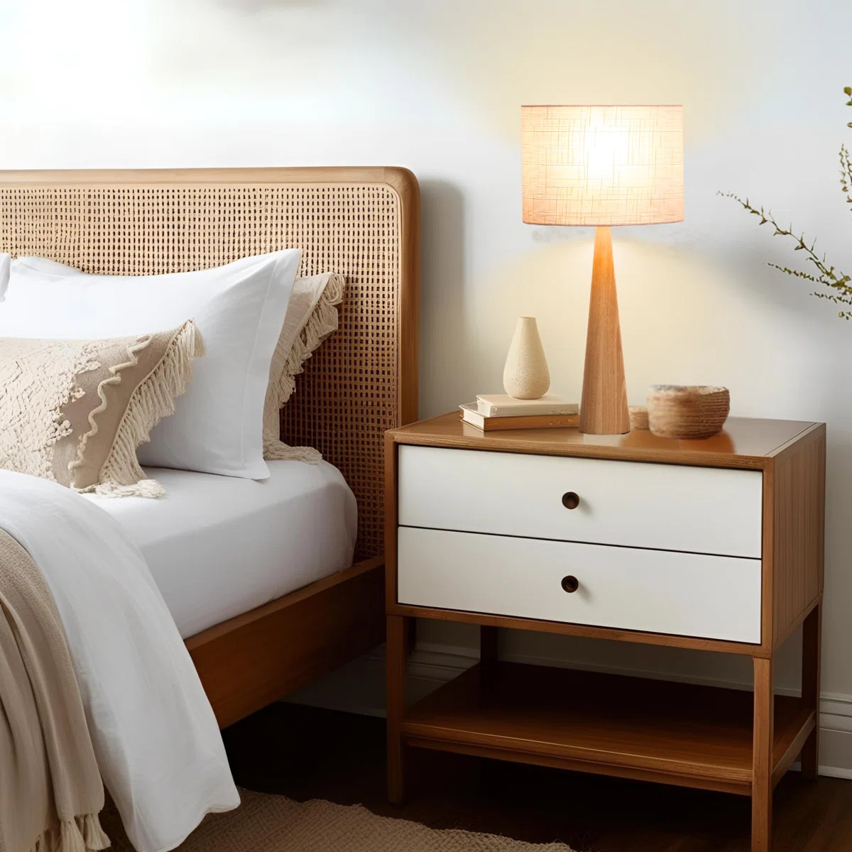 Manveen 20" Natural Solid Wood Table Lamp (Set of 2) | Wayfair North America