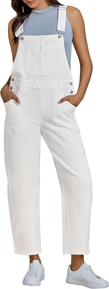 luvamia Barrel Leg Overalls for Women Baggy Bib Stretchy Denim Jumpsuit Loose Fit Jean Overall Ju... | Amazon (US)
