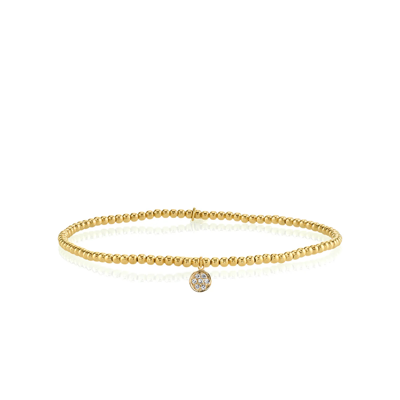 Gold & Diamond Tiny Disc on Gold Beads | Sydney Evan