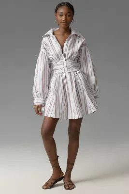 By Anthropologie Long-Sleeve Collared A-Line Mini Dress | Anthropologie (US)