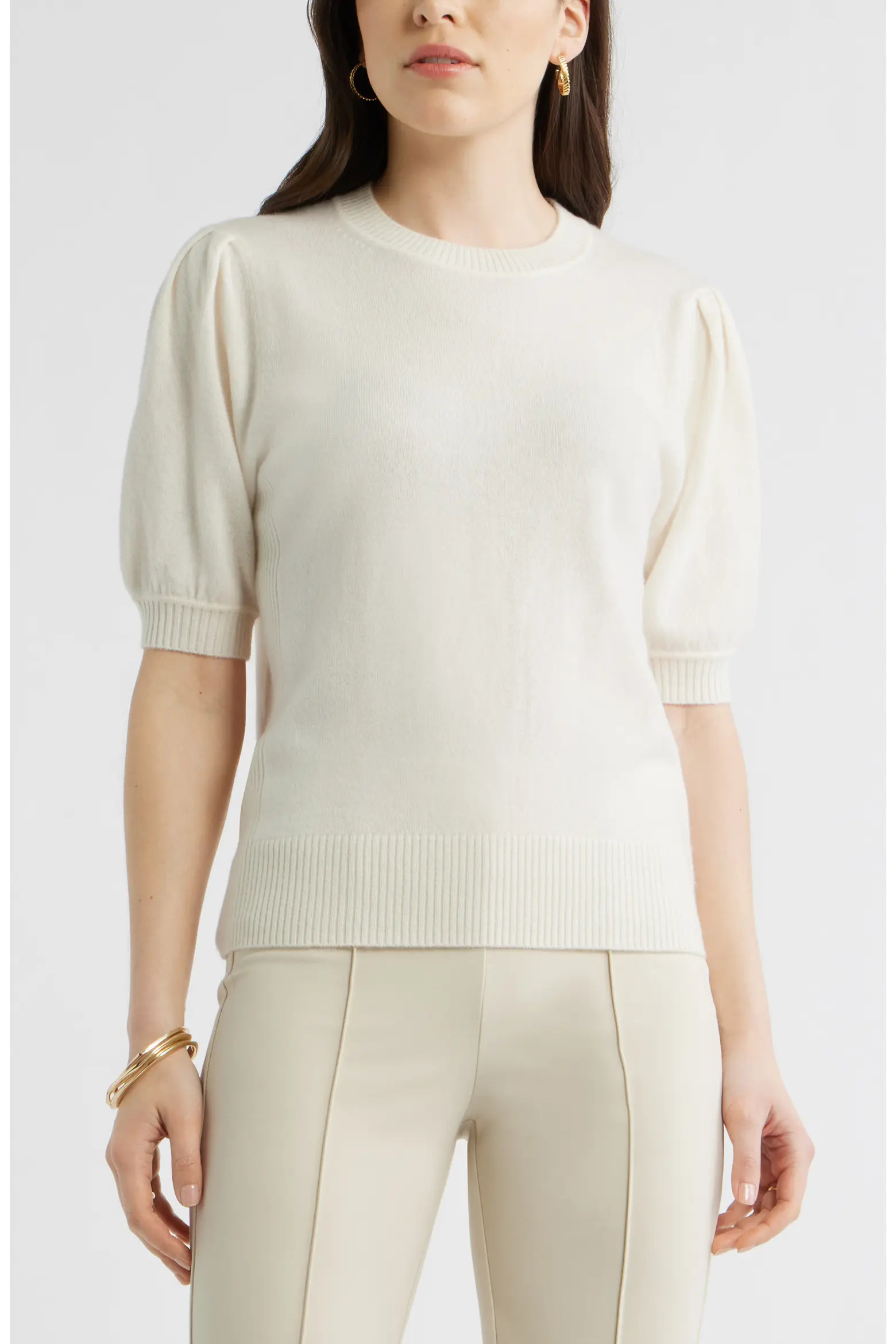 Caslon® Wool & Cashmere Blend Puff Sleeve Sweater (Regular, Plus & Petite) (Women) | Nordstrom | Nordstrom