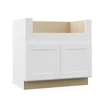Shaker Assembled 36x34.5x24 in. Farmhouse Apron-Front Sink Base Kitchen Cabinet in Satin White | The Home Depot