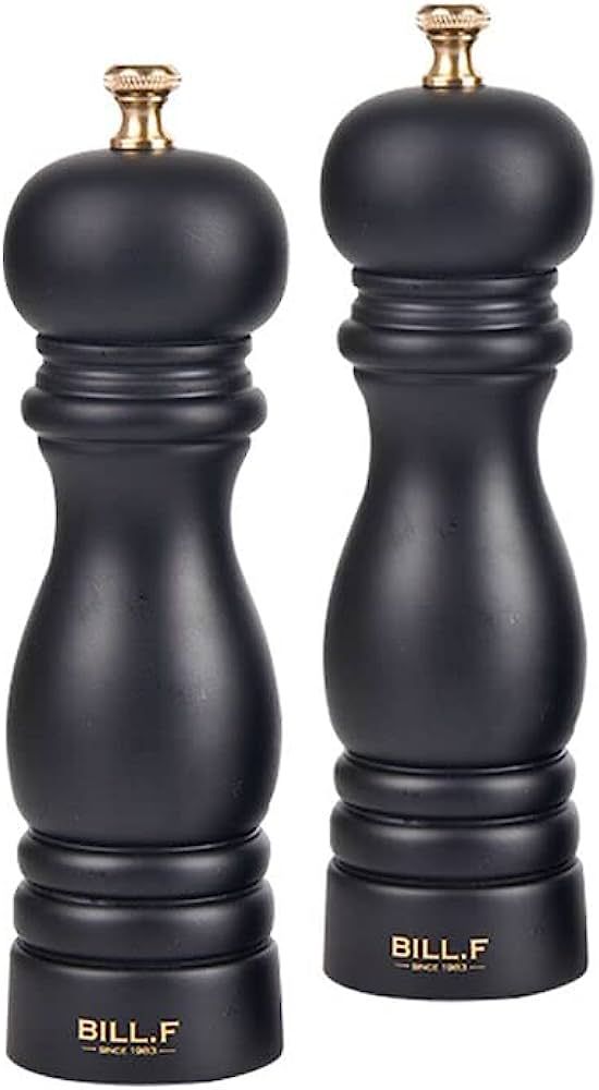BILL.F Pepper Mill and Salt Mill Grinder, 7 Inch Wooden Salt and Pepper Shakers Set of 2 With Adj... | Amazon (US)