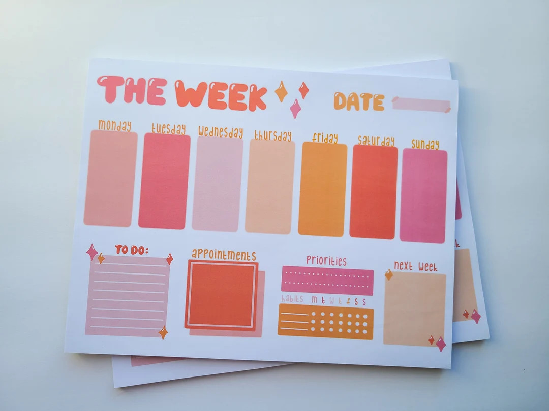 Weekly Planner Notepad // Weekly To Do List // Productivity Planner // Aesthetic Notepad | Etsy (US)