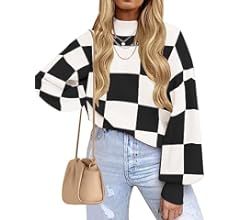ZESICA Women's 2023 Fall Fashion Turtleneck Long Sleeve Striped Ribbed Knit Loose Pullover Sweate... | Amazon (US)