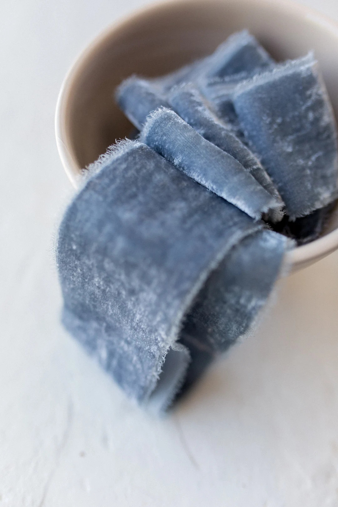 Slate Blue Velvet Ribbon; 100% Silk; Bridal Bouquet, invitations; hand dyed; hand ripped; photogr... | Etsy (US)