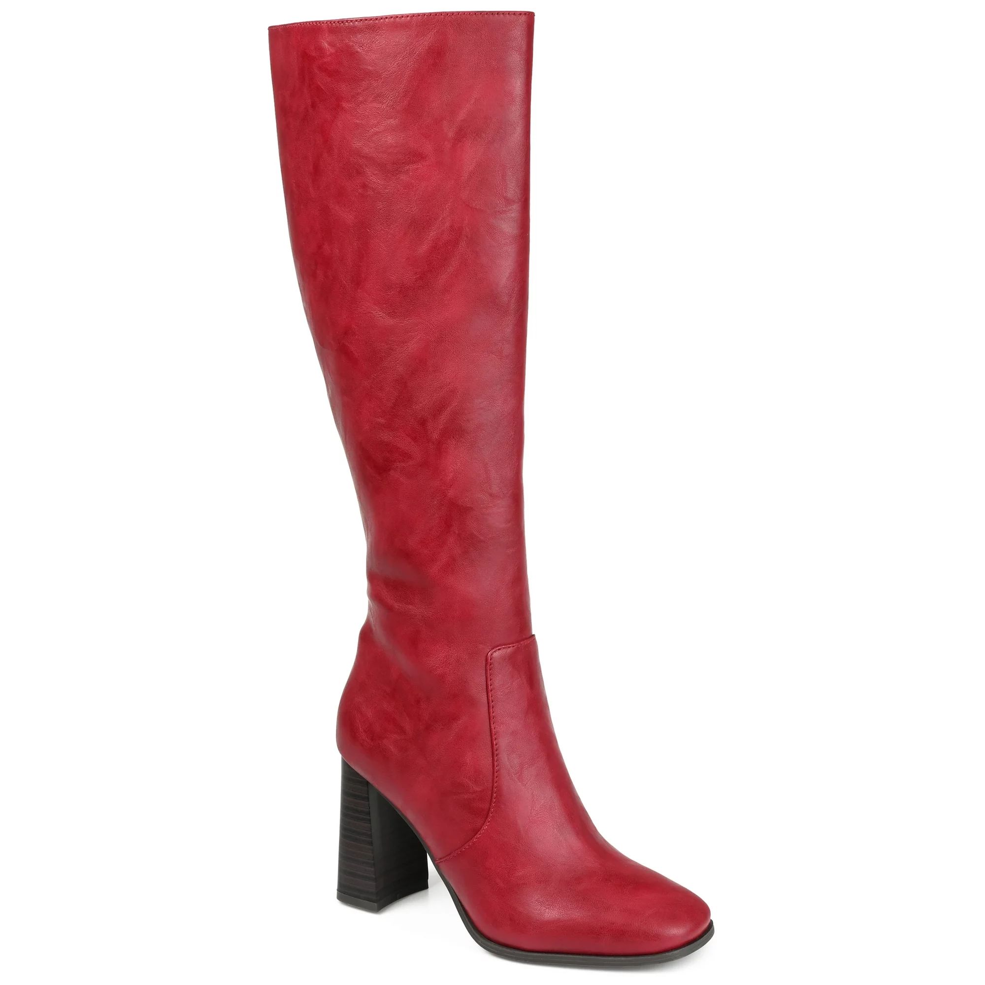 Journee Collection Womens Karima Tru Comfort Foam Wide Calf Stacked Heel Knee High Boots | Walmart (US)