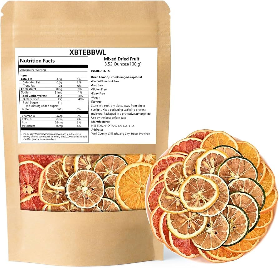 40+ Slices Of Mixed Dried Citrus, 10 Slices Each Of Lemon, Lime, Orange, And Grapefruit, Totaling Over 100 G/3.52 Oz, Dehydrated Dry Fruit For Cocktails, No Additives, No Sugar Added | Amazon (US)