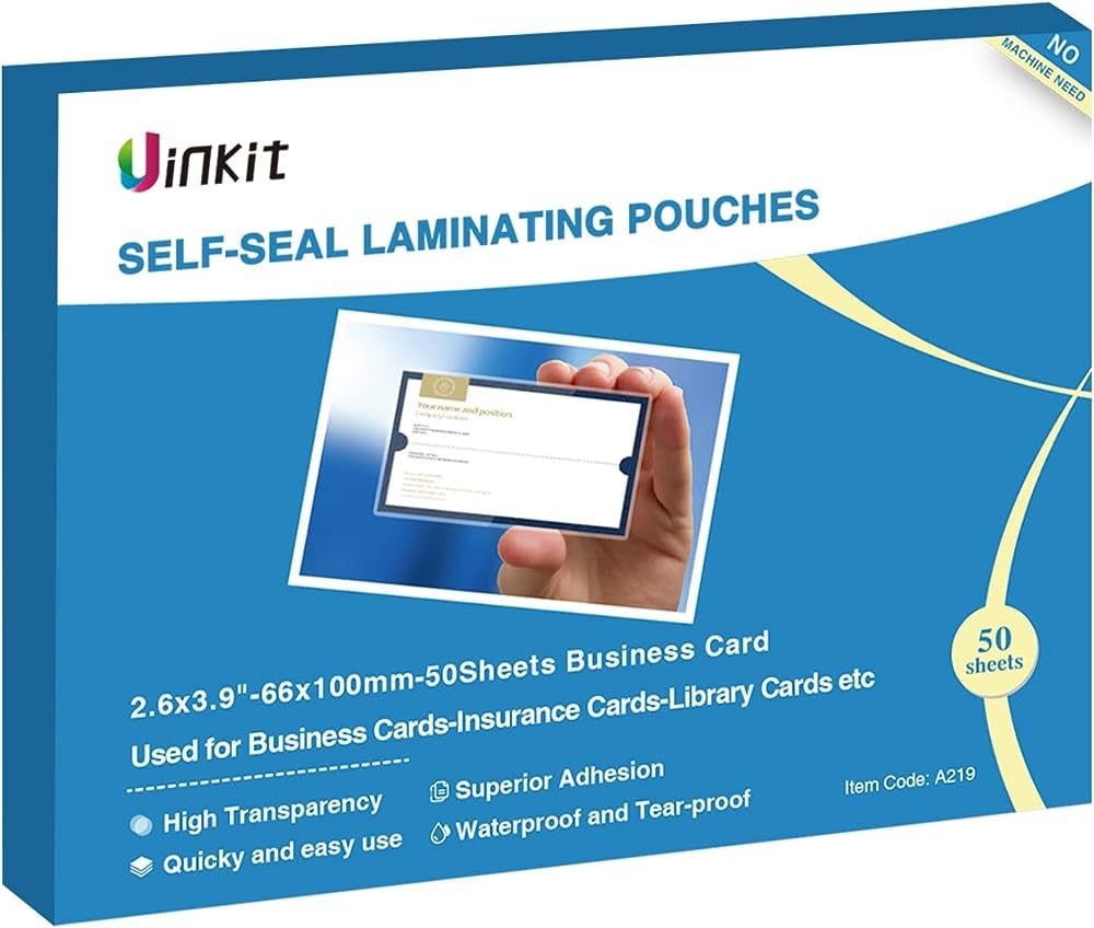Uinkit Self Sealing Laminating Pouches Self Adhesive Laminating Sheets for Cards 2.6x3.9inches 50... | Amazon (US)