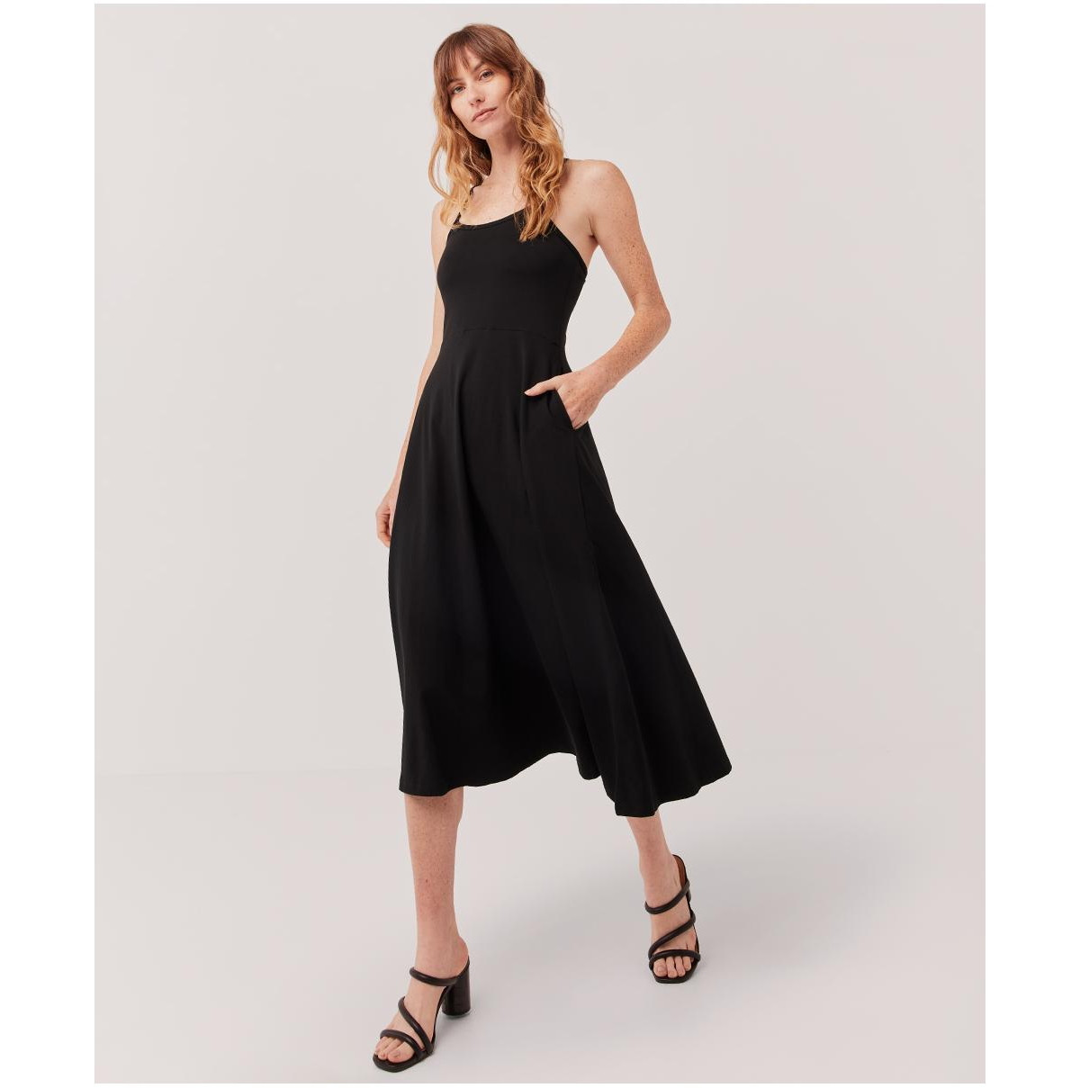 Pact Women's Organic Cotton Fit & Flare Midi Dress - Regular - Black | Macy's