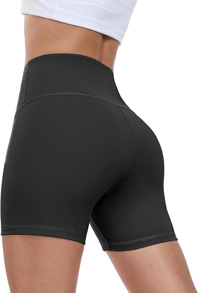 CHRLEISURE High Waisted Spandex Biker Shorts, Workout Booty Soft Yoga Shorts for Women | Amazon (US)
