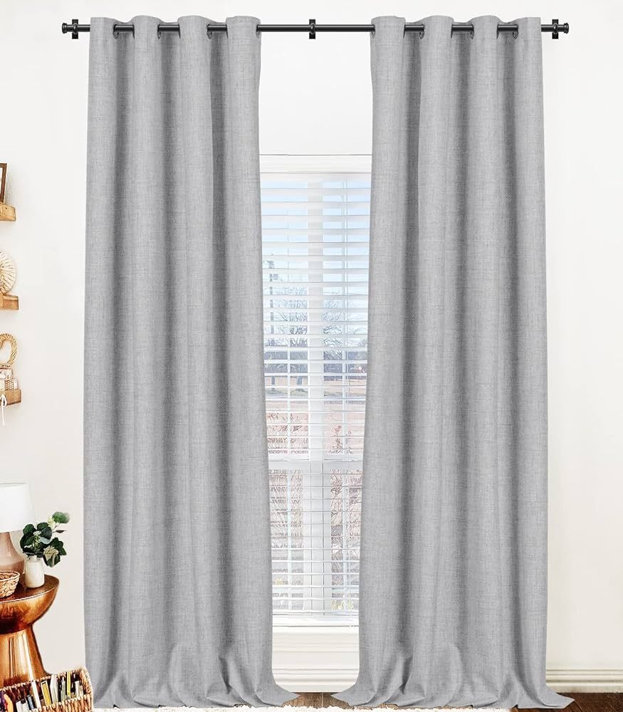 100% Blackout Curtains 84 Inches Long,Linen Blackout Curtains 84 Inch Length 2 Panels Set,Thermal... | Amazon (US)