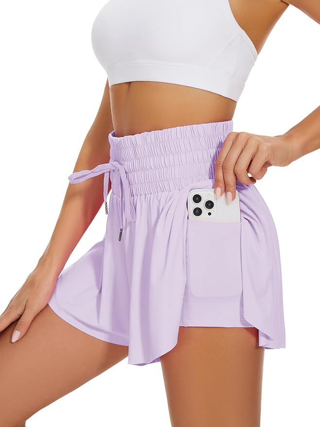 High Waist Flowy Athletic Shorts for Women Butterfly Shorts High Rise Workout Gym Shorts | Amazon (US)