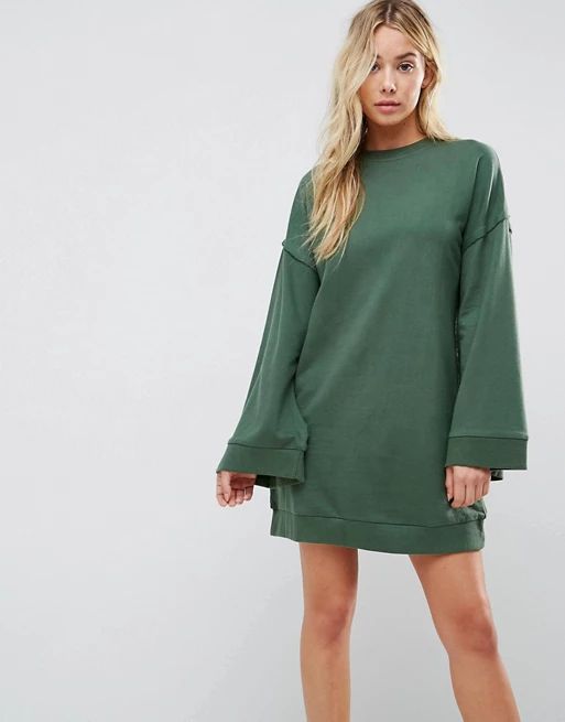 ASOS Sweat Dress with Exposed Seams and Flared Sleeves | ASOS US