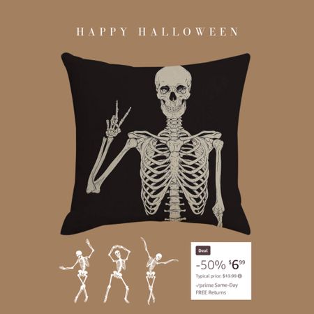 How cute is this Halloween skeleton pillow on amazon? Same day delivery for only $6.99. Get it before Halloween  

#LTKHalloween #LTKSeasonal #LTKHolidaySale