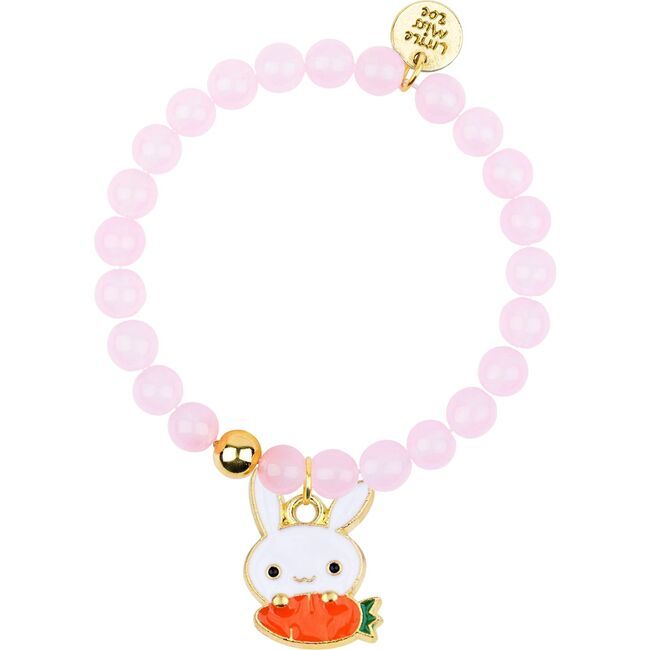 Pink Gemstone Bracelet with Bunny & Carrot Enamel Charm | Maisonette