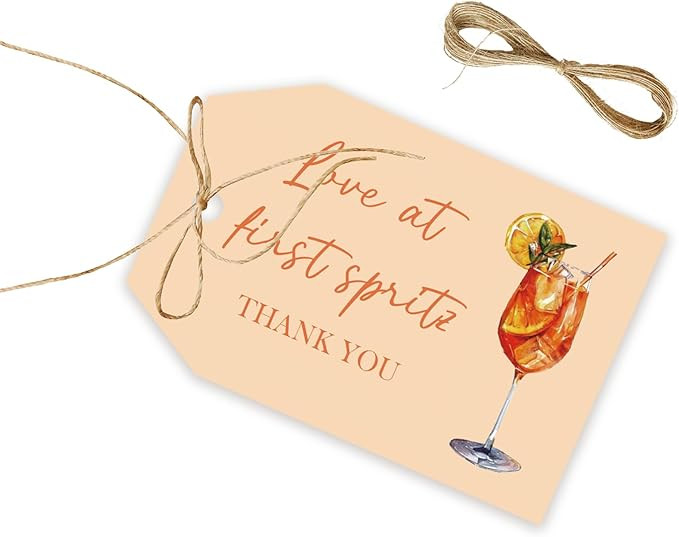 50pcs Love at First Spritz Thank You Tags, Cocktail Bridal Shower Gift Labels, Orange Citrus Than... | Amazon (US)