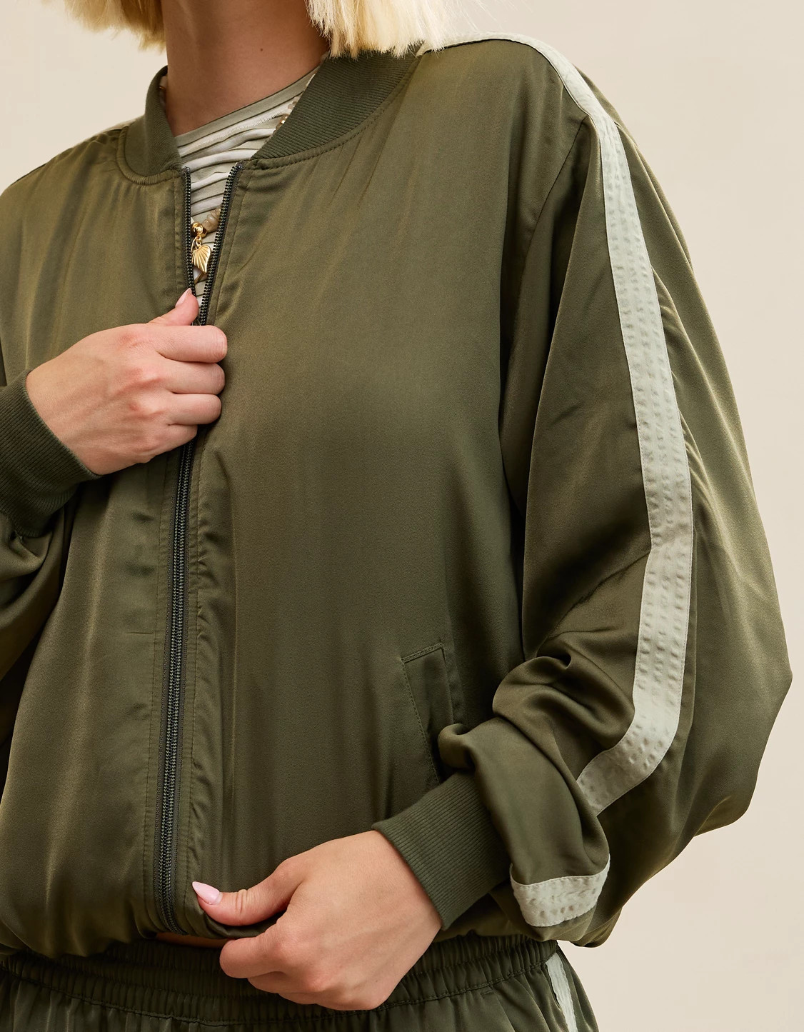 OVERSLEPT by Aerie Liquid Satin Bomber | Aerie