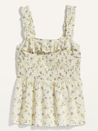 Ruffled Smocked-Bodice Sleeveless Top for Women | Old Navy (US)