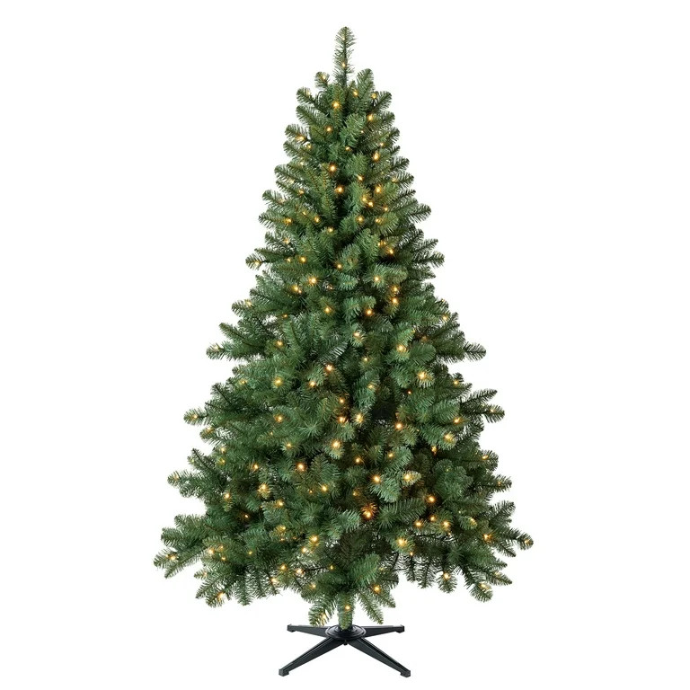 6.5' Pre-Lit Windham Spruce Green Artificial Christmas Tree with Warm White LED Lights, by Holida... | Walmart (US)