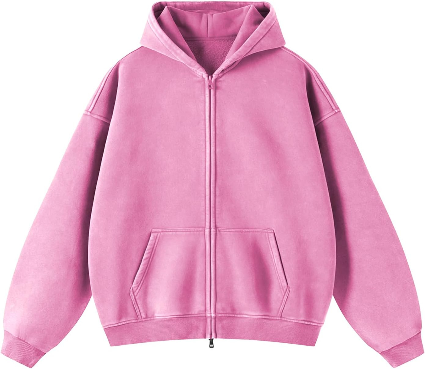 Womens Mens Unisex Double Zip Up Hoodies Oversized Fleece Sweatshirt | Amazon (US)
