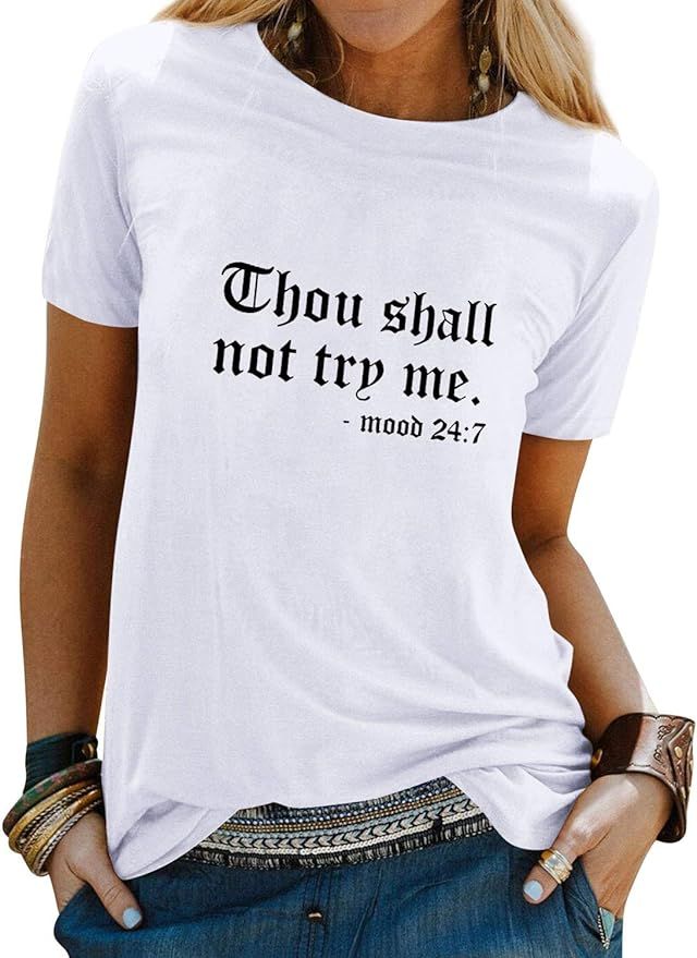 Nlife Womens Thou Shall Not Try Me Graphic Tees Vintage T-Shirt Tops | Amazon (US)