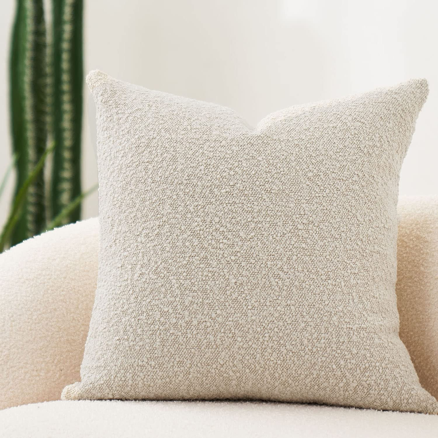 DOMVITUS Luxury Decorative Throw Pillow Cover 18 x 18 Inch Textured Boucle Square Sofa Couch Pillow  | Amazon (US)