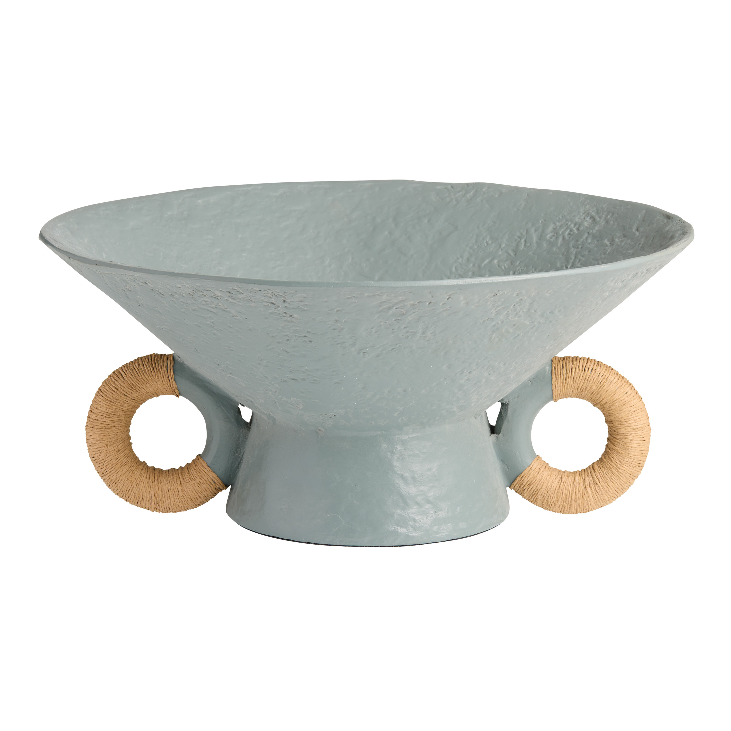 CRAFT Blue Fiberstone Bowl with Raffia Handles | World Market