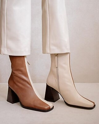 Alohas Beige & Black Slim Ankle Boot | Express