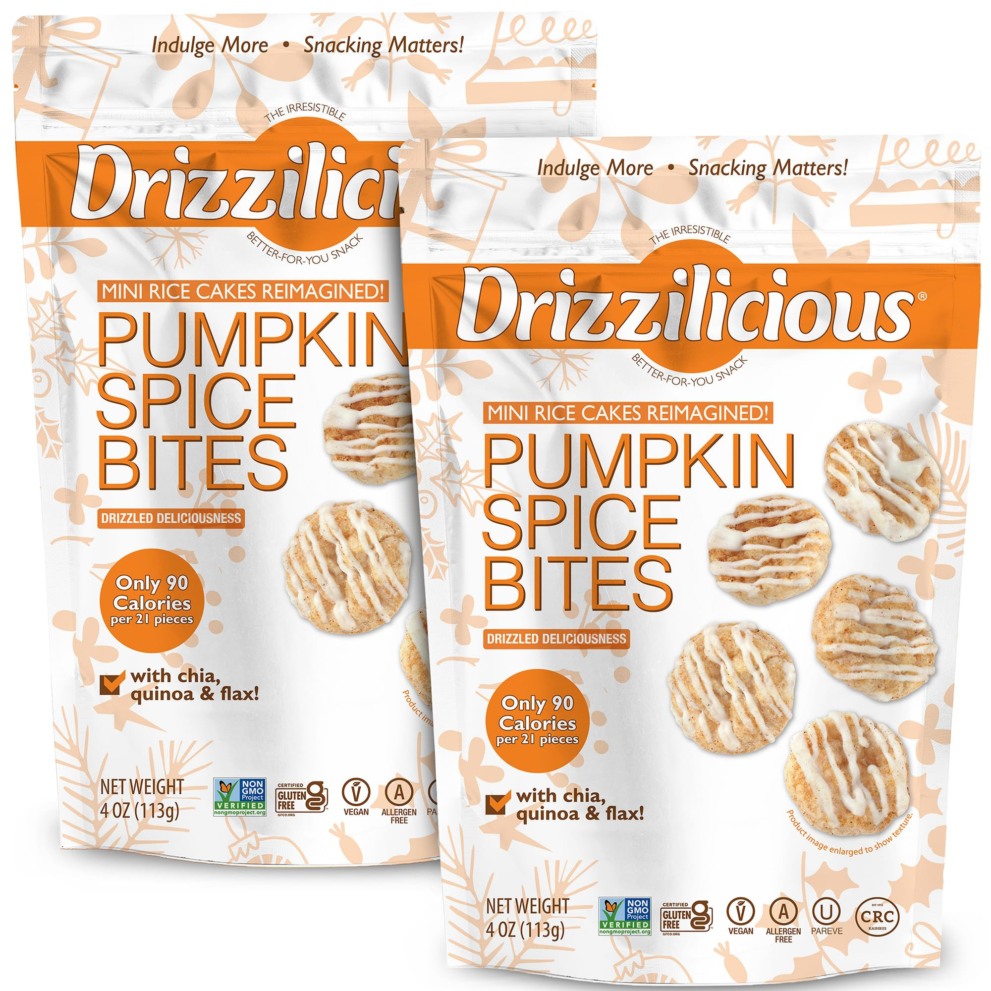 Drizzilicious Mini Rice Cakes - Rice Crisps, Healthy Snack for Adults and Kids, Flavored Rice Cak... | Amazon (US)