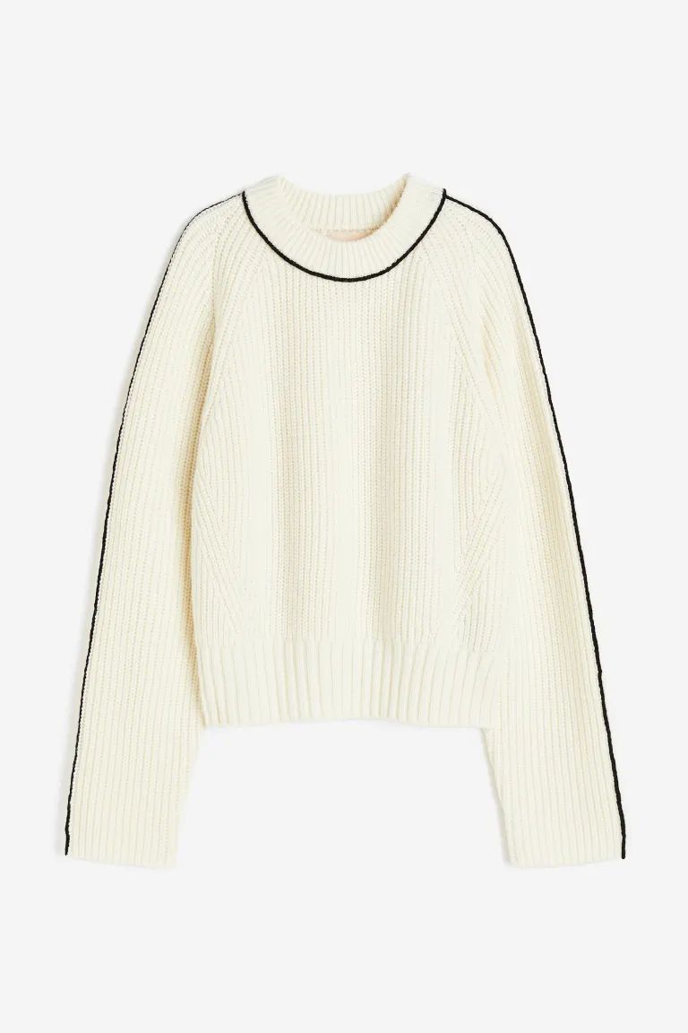 Wool-blend Sweater - Cream/black - Ladies | H&M US | H&M (US)