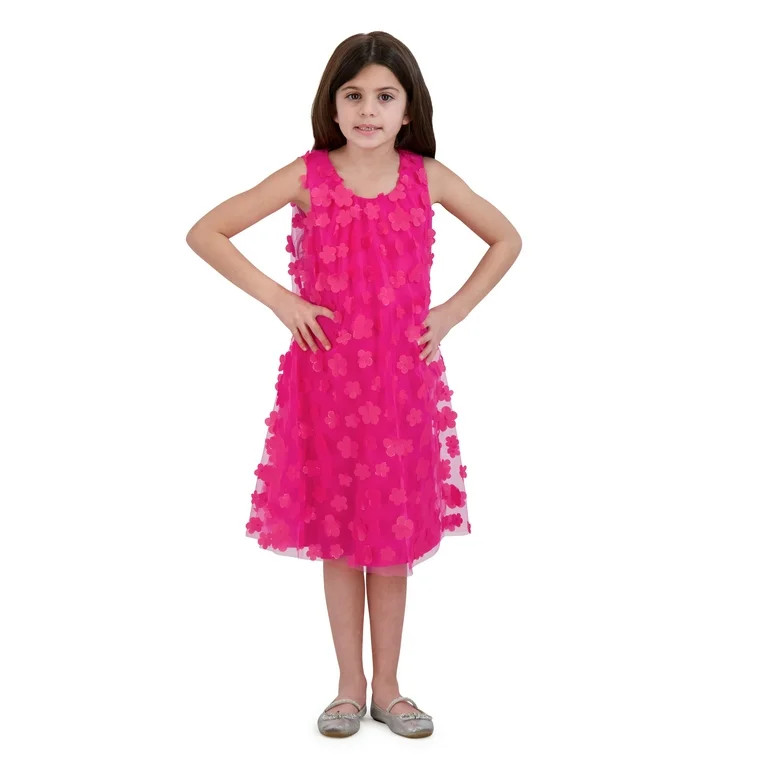 Kensie Girl Tulle Sleeveless 3D Floral Dress, Sizes 4-16 | Walmart (US)