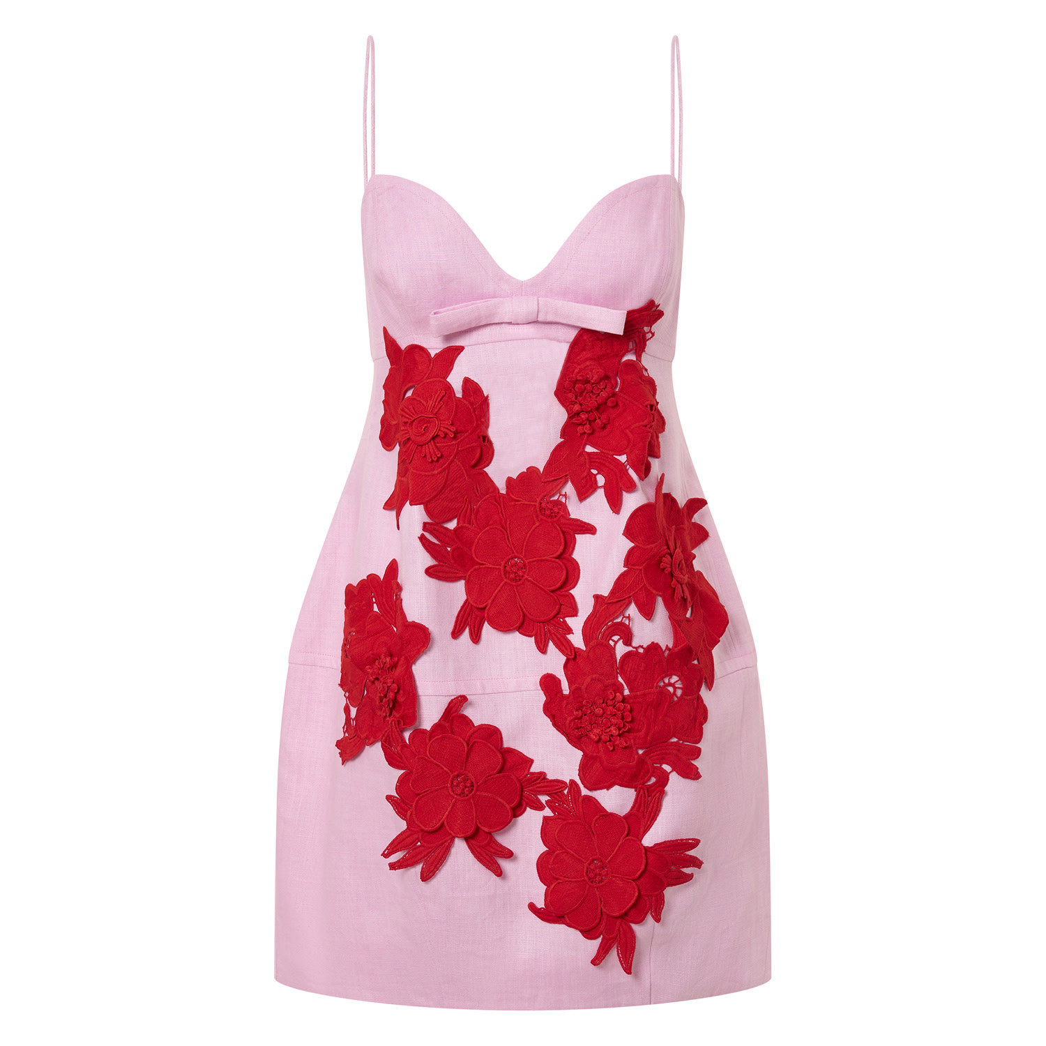 Contrast 3D Flower Mini Dress - Rose/Poppy | Oroton | Oroton