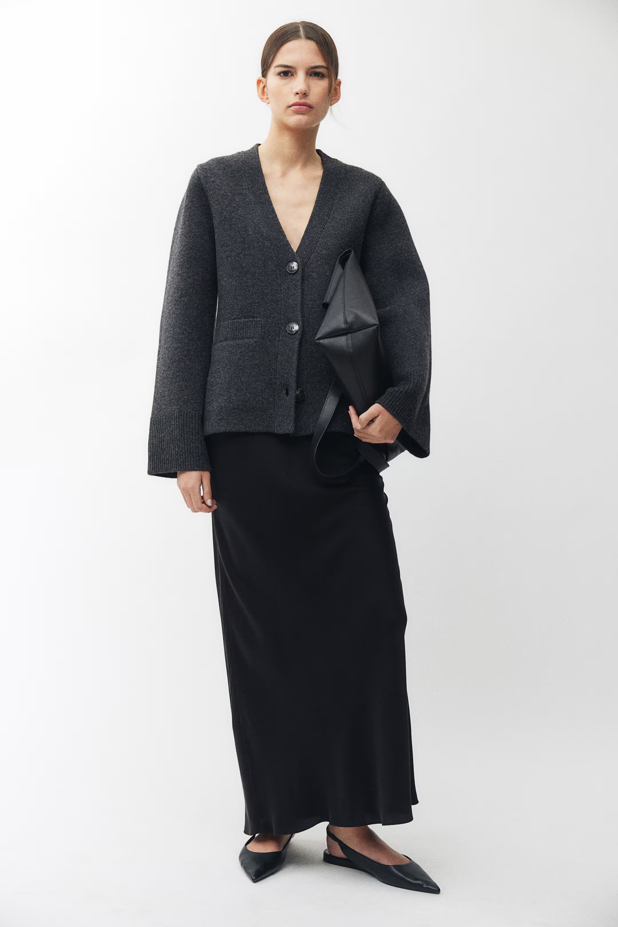 Knitted wool cardigan - Dark grey marl - Ladies | H&M GB | H&M (UK, MY, IN, SG, PH, TW, HK)