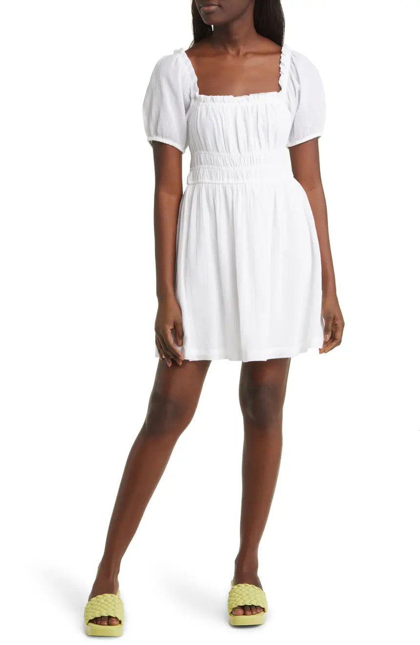 Shirred Puff Sleeve Prairie Dress | Nordstrom