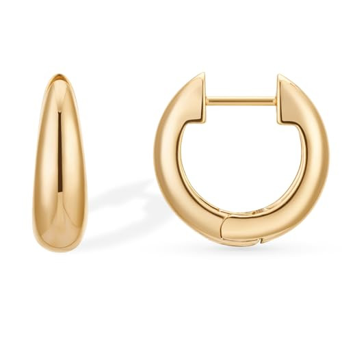 14K Gold Plated Teardrop Huggie Hoop Earrings for Women Polished Minimalist Classic Small Lightwe... | Amazon (US)
