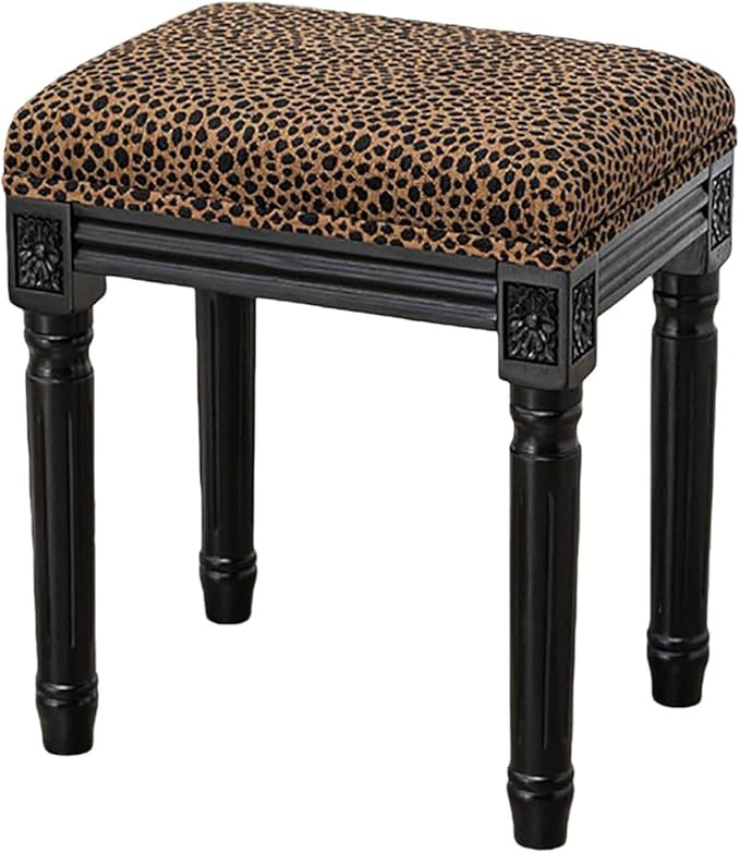 Upholstered Vanity Stool with Carved Dressing Makeup Bench with Solid Wood Legs Multi-Functional ... | Amazon (US)