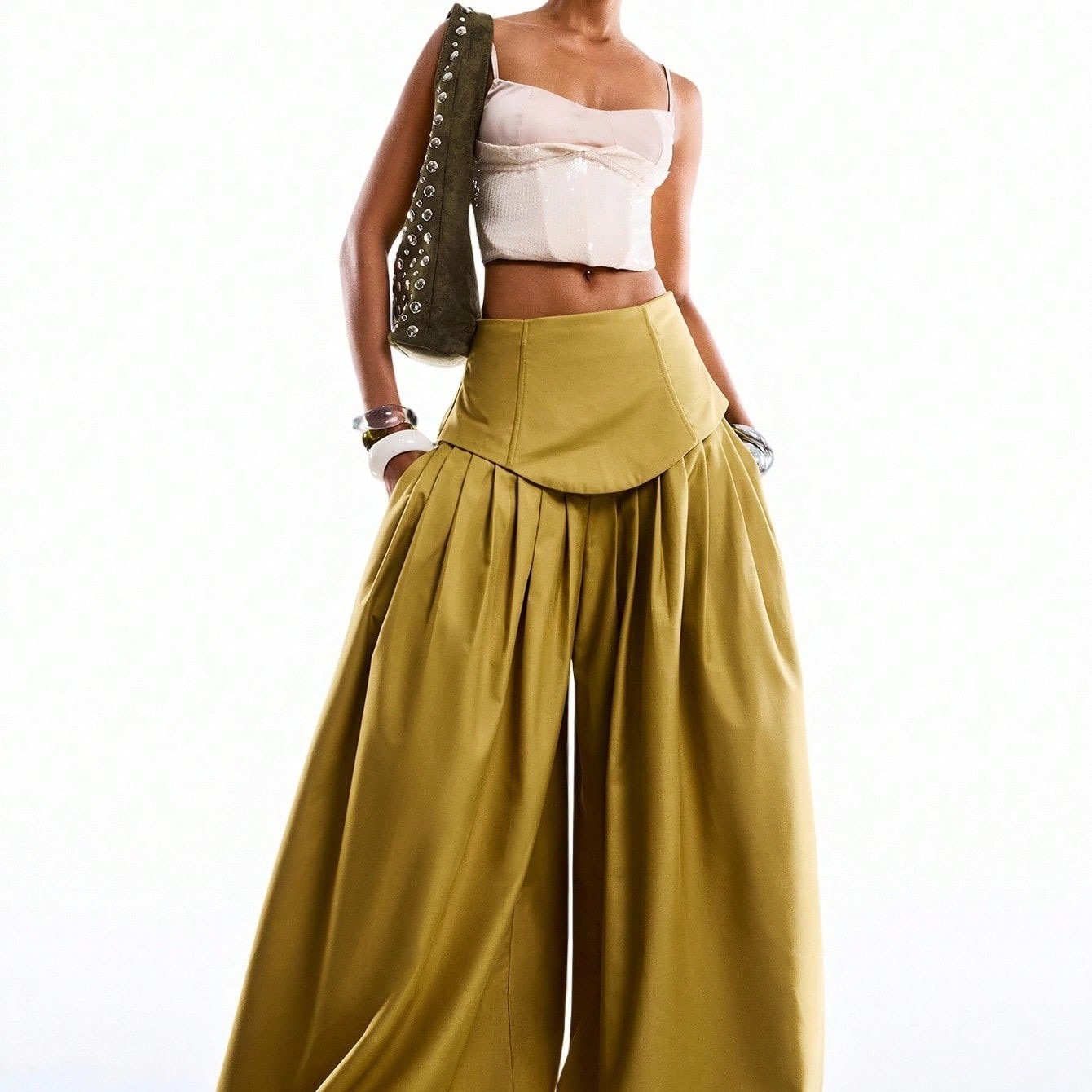 LYSMO 2026 New Arrive Minimalism Spring/Arrivel Women's Solid Color Pleated Wide Leg Pants, Suitable For Commuting | SHEIN