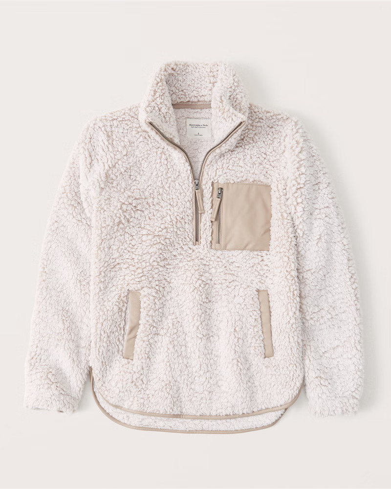 Sherpa Half-Zip Elevated Trim Sweatshirt | Abercrombie & Fitch (US)
