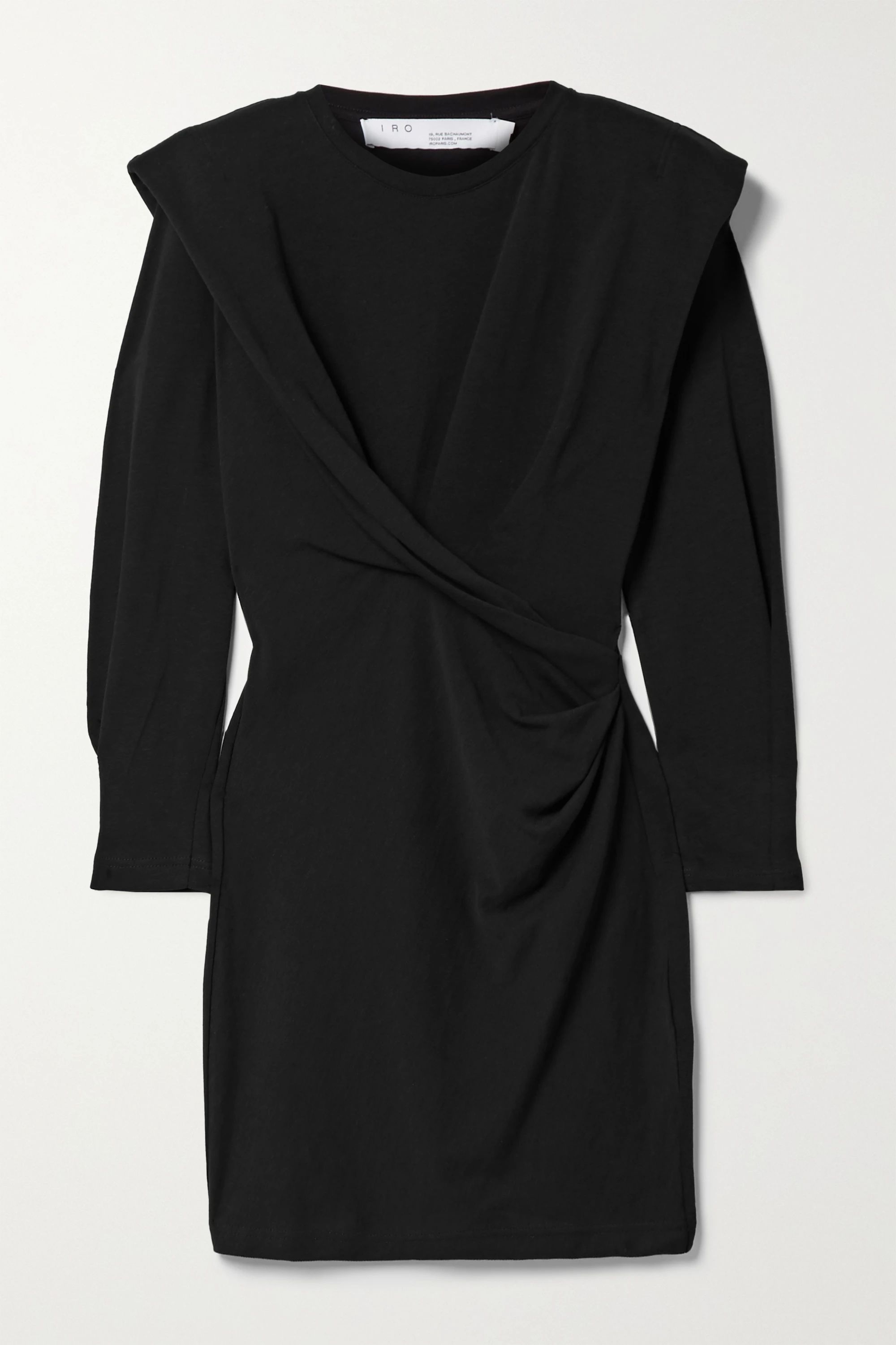 Black Beckett draped cotton-jersey mini dress | IRO | NET-A-PORTER | NET-A-PORTER (US)