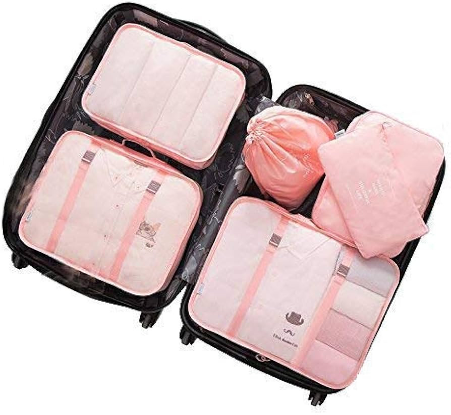 Adwaita 6 Set Packing Cubes, Travel Luggage Packing Organizers (Pink) | Amazon (US)