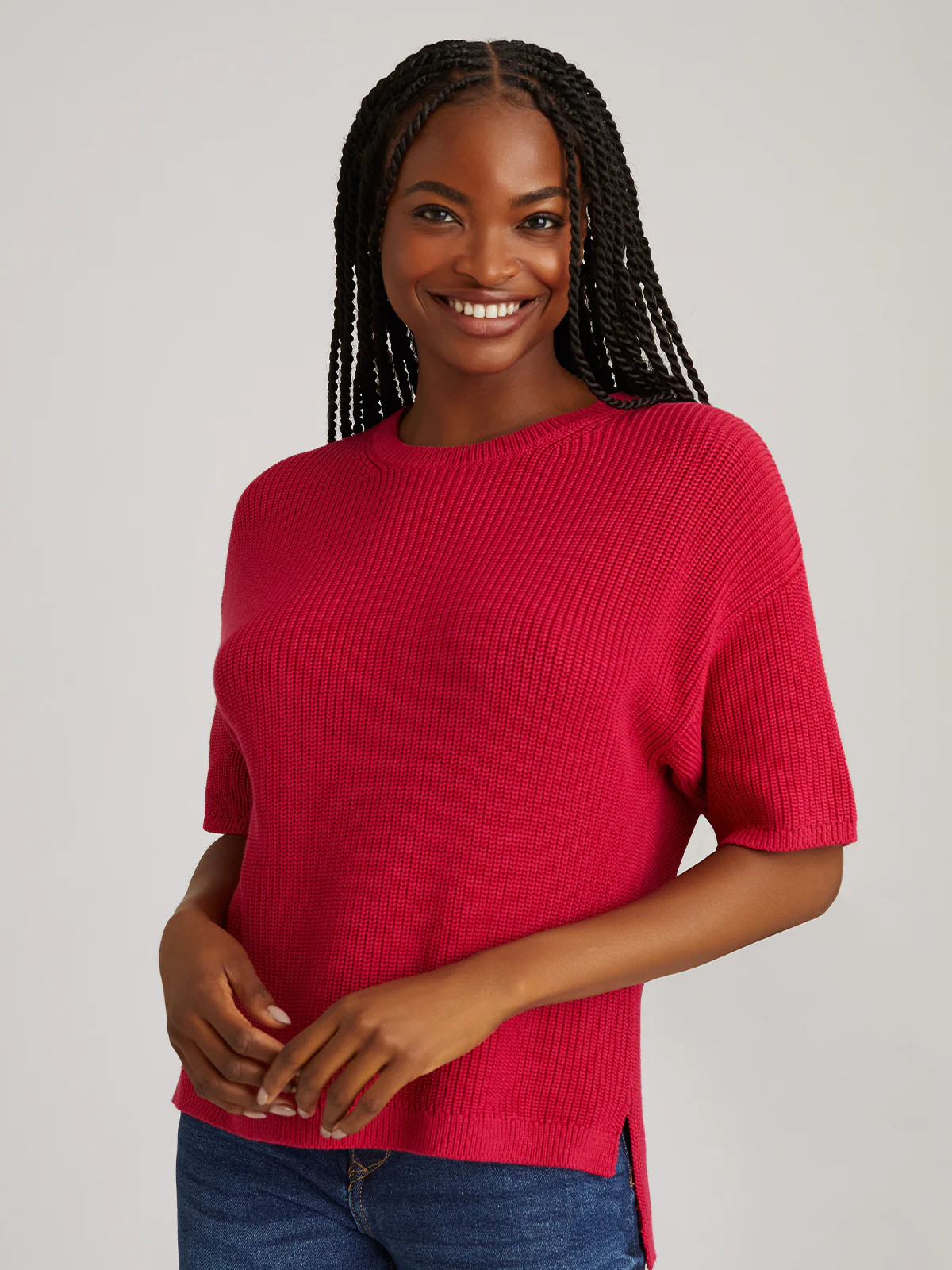 Emma: Crewneck Shaker Stitch Tee | 525 America