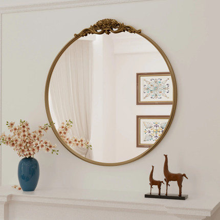 Latitude Run® Stourbirdge Vintage Metal Round Decorative Accent Mirror for Christmas & Reviews |...